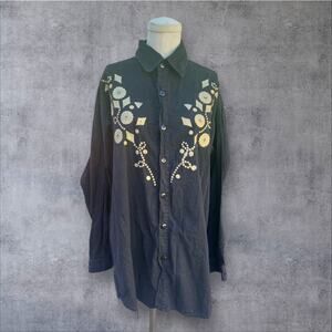 BLACK Medium BLING U.S.A. WESTERN CRYSTAL‎ Shirt Cotton
